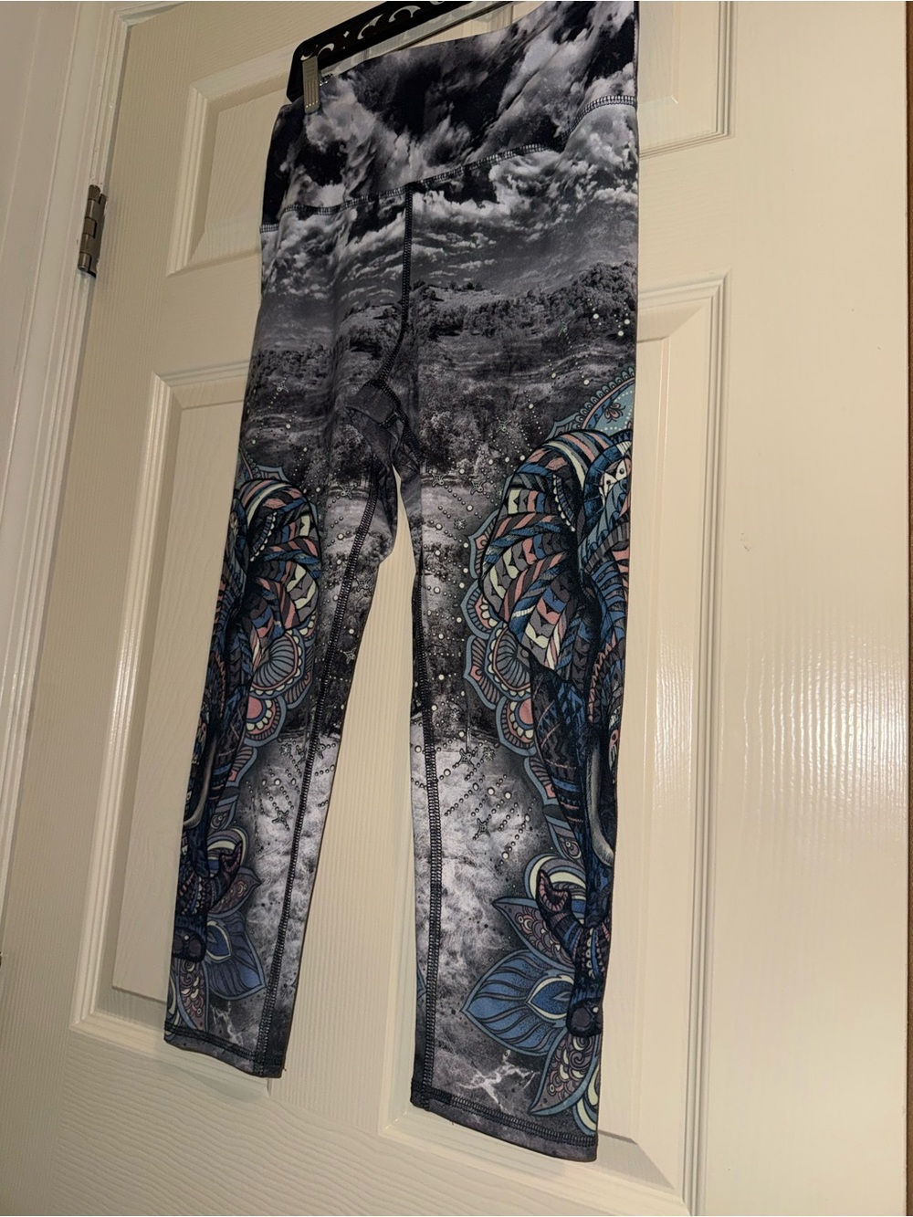 Evolution and Creation Gray and Blue Mandala Print Girls Leggings